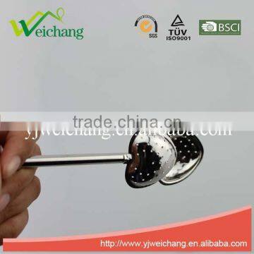 WCTS192 Good Quality Stainless Steel Tea Tools Tea Strainer Tea Infuser Heart Shape Long Handle Push-open Style Durable photo-2