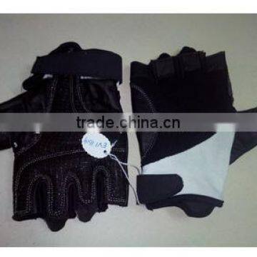 WEIGHTLIFTING GLOVES BLACK & WHITE Made of Aniline Leather with Amara Ciliconn