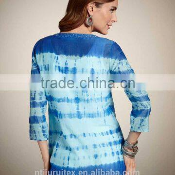 Women's Tie Dye Blouse & Top , Women's Beads Neck Blouse photo-2