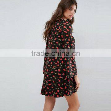 2017 Summer V Neck Long Sleeve Floral Printed Women Dresses Oem Dress HSd9021 photo-2