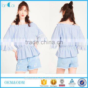 2017 OEM Service New off Shoulder crop lace Tops