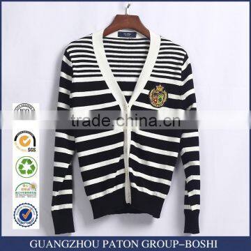 Custom Black And White Strips School Uniform Sweater