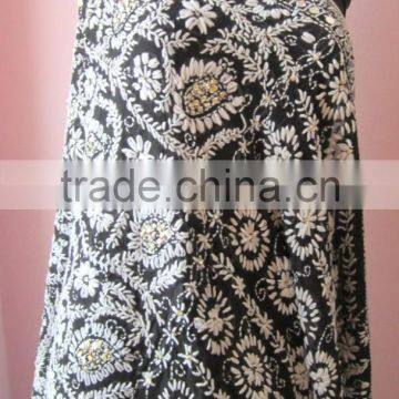 Black White PHULKARI GEORGETTE DUPATTA SHAWL, Hand Embroidery Dupatta photo-5