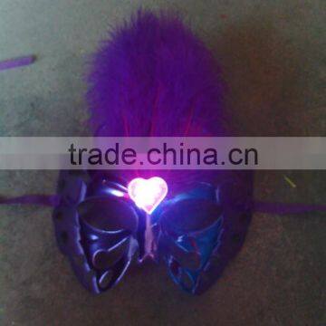 2014 wholesale feather led flashing light party masks