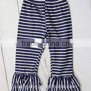 White And Black Stripe Popular Design Toddlers Leggings Wholesale Icing Pants Ruffle Pants For Girls photo-2