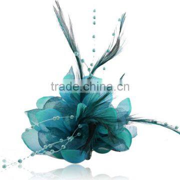 Small Beaded Feather Fabric Corsage Brooch Dance Hair Accessories the Bride Jewelry Accessories Pin photo-3