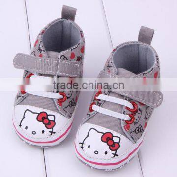 2014 wholesale baby shoes girls gray hello kitty infant shoe girls cavans kitty shoes