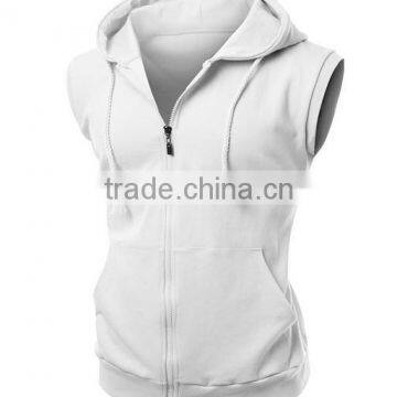 OEM New Design Cotton Plain Wholesale Sleeveless Hoodie Women Vest With Pocket photo-2