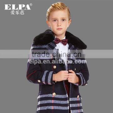 ELPA Handsome Kids Coat Rabbit Hair Fur Collar Winter Warm Wool Overcoat photo-2