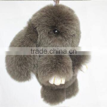 Myfur Brown Customized Big Rabbit Fur Key Pendant for Bag Charm Wholesale