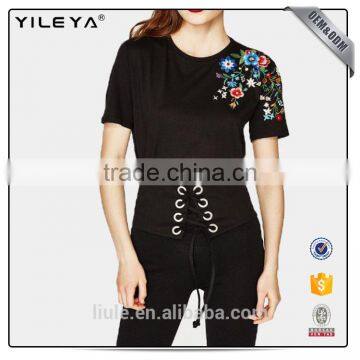 New Design Embroidered T-shirt For Female Popular Design Woman Shirt
