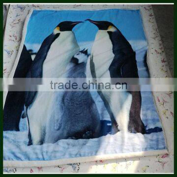 AZO free Penguin Flannel Sherpa Fleece Digital Printing Blanket