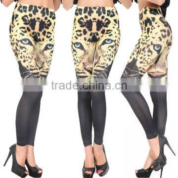 2014 New European and American black tiger head seamless printing leggings female feet pantyhose leggings