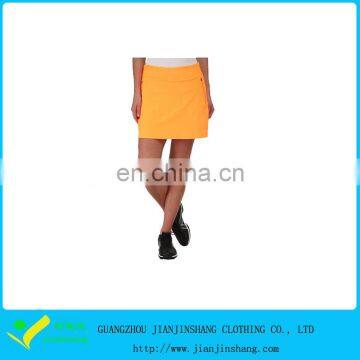 Yellow Color Customized Zipped Polyester Fitness Tennis Skorts