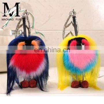 Dyed Color Big Fur Factory Wholesale Fox Little Monster Keychain Luxury Fox Fur Accessory