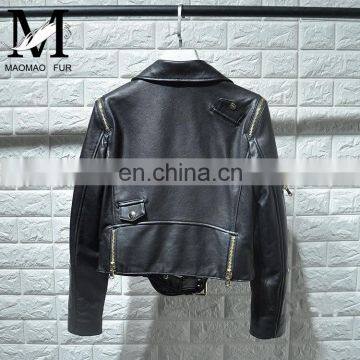 Wholesale High Quality Leather Jacket Cheap Custom Made Real Leather Jacket Women 2017