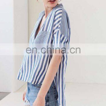 2017 Ladies Summer Fashion Casual Mixed Striped Loose Plus Size Tshirt photo-5