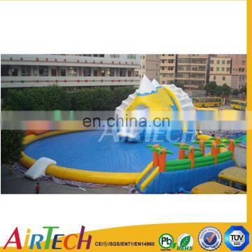 Inflatable pool slide with water park