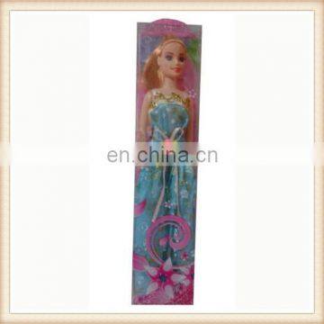 11" plastic toy blue gaudery big dress girl doll