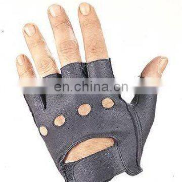 HMB-2013C LEATHER FINGERLESS GLOVES HOLES STYLE BIKER