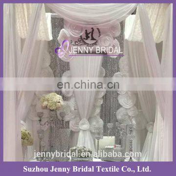 BCK113 elegant design with flowers white silk drapes and curtains