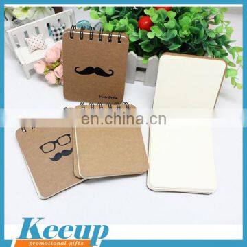 Customized cute Portable Kraft cover spiral notebook with custom printing