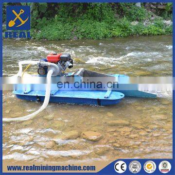 Portable gold dredge pontoons and gold dredge boat