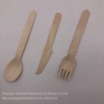 3 Pieces Wooden Cutlery,Contains Fork,Spoon and Knife,Made of Birch photo-3