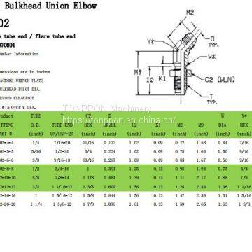 45° bilkhead union elbow 2702