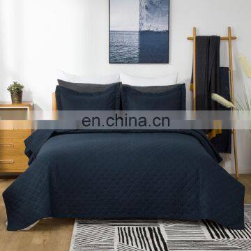 Plain Dyed Twin Queen King Size 3 Pcs 100% Polyester Home Bedding Ultrasonic Quilt Bedspread Set photo-7