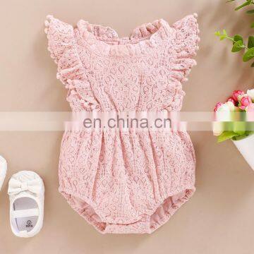 Butterfly Sleeve Baby Romper Ruffle Lace Bodysuit One Piece Jumpsuit photo-4