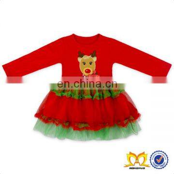 Christmas Latest Western Dress Patterns For Girls Cute Long Sleeve White Dot Green Bow Fashen Socks And Snowman Red Dress Kids photo-3