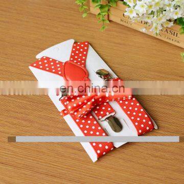 2pc Bow Tie Suit Children's Strap Clip Boy and Girl Adjustable Fashion Novelty 3 Clip Suspender Belt photo-3
