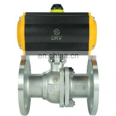 DKV DN80 3 inch 2 Way Double Flange Type Remote Operated Stainless Steel Pneumatic Actuated Ball Valve