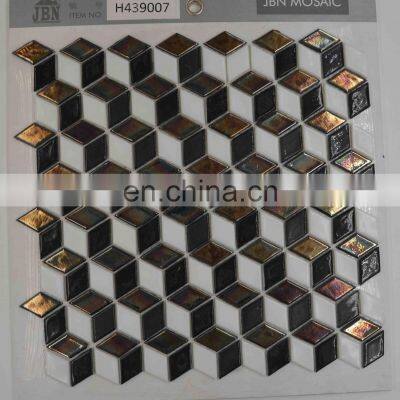 glass mosaic tile floor  luxury stainless 23x39mm  shower mosaics iridescent 3D colorful luxury stainless 23x39mm