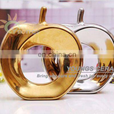 Chinese Gold and silver colour modern ceramic apple for home decoration