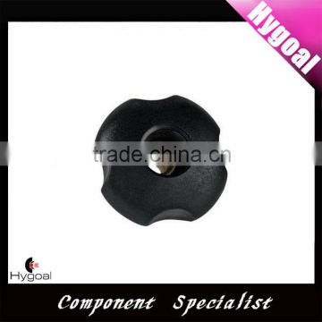 Four Lobed Thru Hole black plastic Knob HG-K-0008