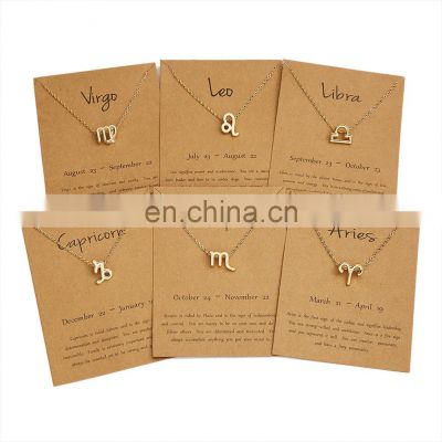 Wholesale fashionable Gift Jewelry, 12 Astrology Letter Sign Design Creative Simple diamond Pendant Zodiac Necklace/