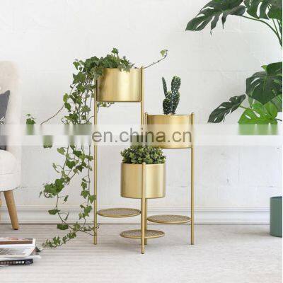 Flower Pots Manufacturers Gold Decor Garden Indoor Big Large Wholesale Bulk Metal Cheap Planters Plant Flower Pots For Plants