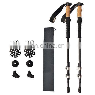 Camping Multifunction Telescopic Outdoor Walking Hiking Carbon Fiber Trekking Poles photo-3