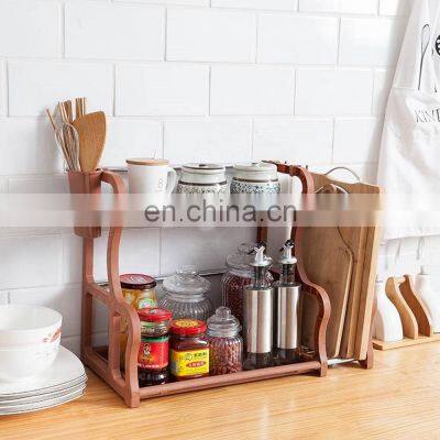 New Kitchen Shelf Double Layers Wholesale Rack Plastic Storage Rack With Chopstick Cage Cutting Board Rack
