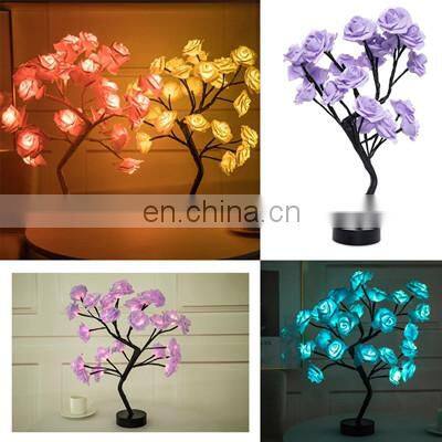 Rose Flower Tree LED Table Lights USB/Battery Parties Christmas Wedding Gifts LED Rose Flower Table Lamps photo-5