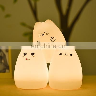 Modern Home Decor Sensor LED Night Light For Children Baby Kids 7 Colors 2 Modes Cat Night Table Lamp