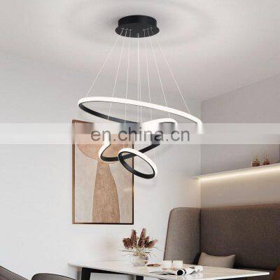 Modern Led Chandelier For Living Room Dining Room Kitchen Bedroom Pendant Lamp Black Gold Gold Round Ring Ceiling Hanging Light