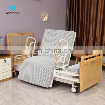 Elderly Home Care Wooden Material Multi Function Disabled Patient Hospital Electric Rotating Nursing Bed