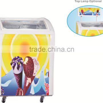 138L sliding glass door chest freezer for ice cream