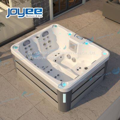 JOYEE  Atmosphere LED Light Design Acrylic Bluetooth Music 4 Person Massage Spa Whirlpool Hot Tub