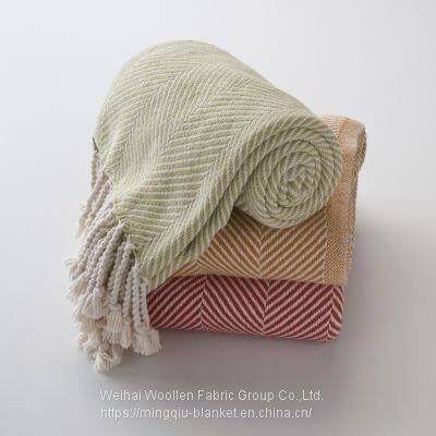 Woven cellular Herringbone Pure Cotton Throw blanket