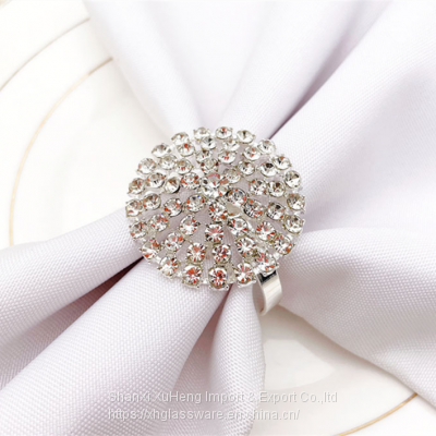 Gold Silver Crystal Rhinestone Napkin Rings Holder for Mother's Day photo-3