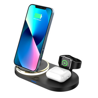 Wholesale foldable 3 in 1 wireless charge station 15W desk night light foldable wireless charger